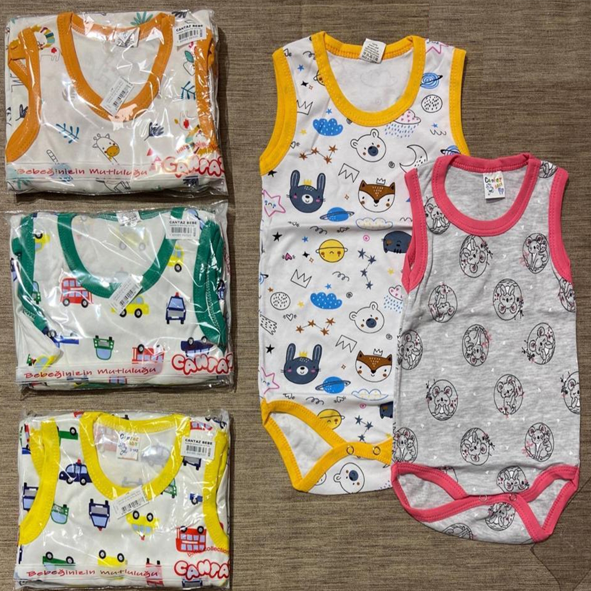 UNISEX KARISIK DESEN ASKILI BADI BUYUK 12 Ay.18 Ay.24 Ay.3 Yaş