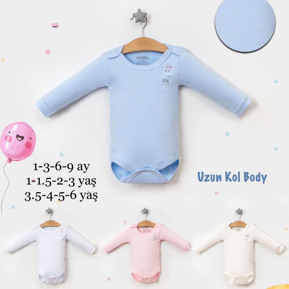 UNISEX 3.5-4-5-6 YAS UZUNKOL DUZ BADI 3-6  YAŞ
