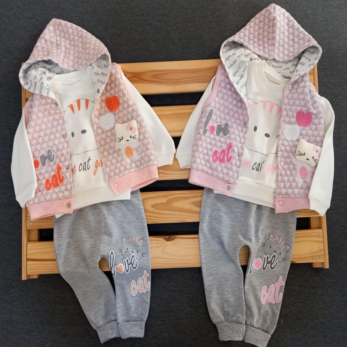 LOVE CAT KAPİTONE YELEKLİ 3 LÜ TAKIM 6-18  AY