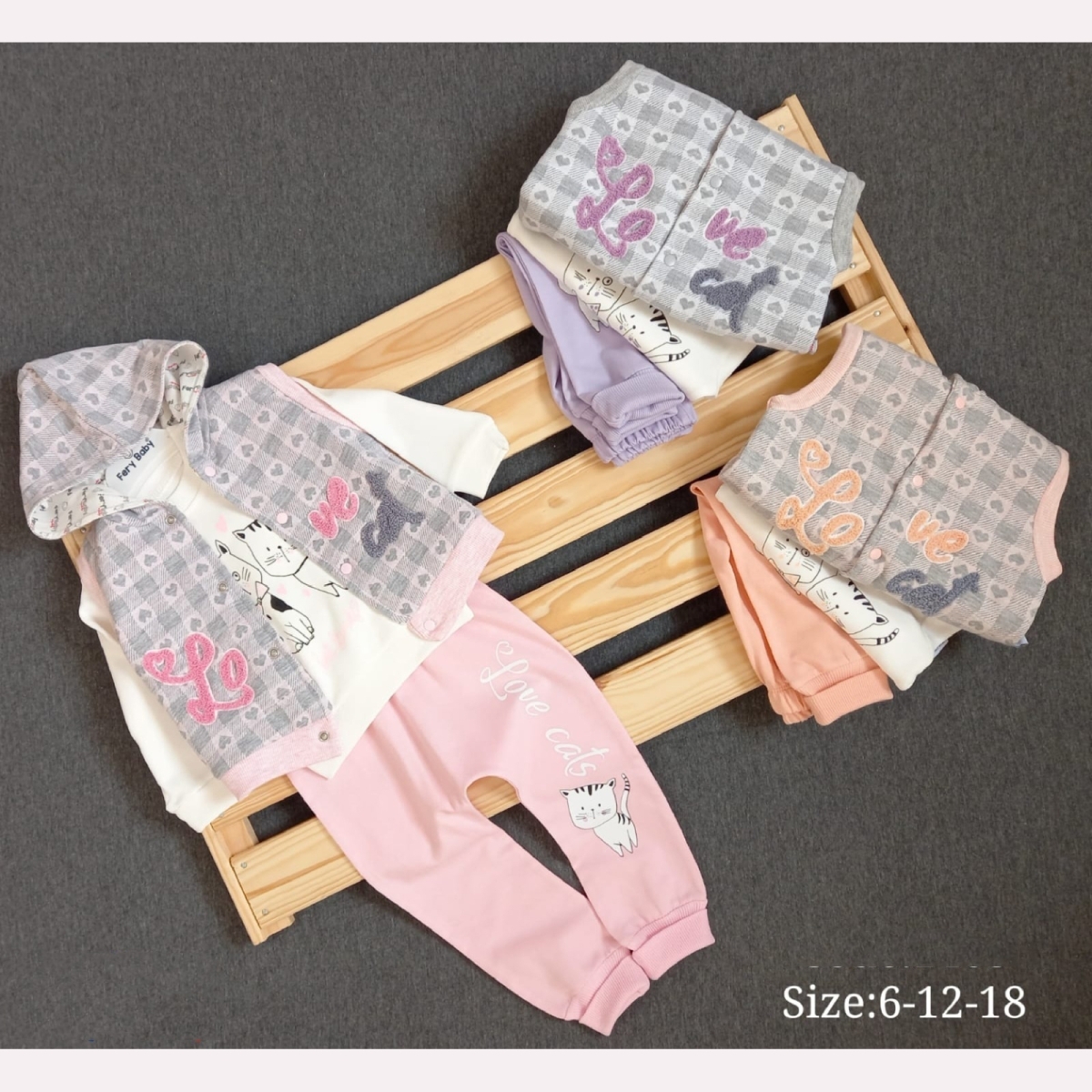 LOVE CAT KALPLİ YELEKLİ TAKIM 9-18  AY