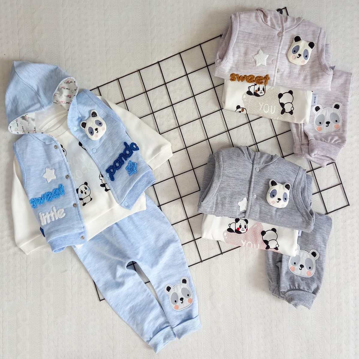 SWEAT PANDA KAPİTONE YELEKLİ TAKIM 6-18  AY