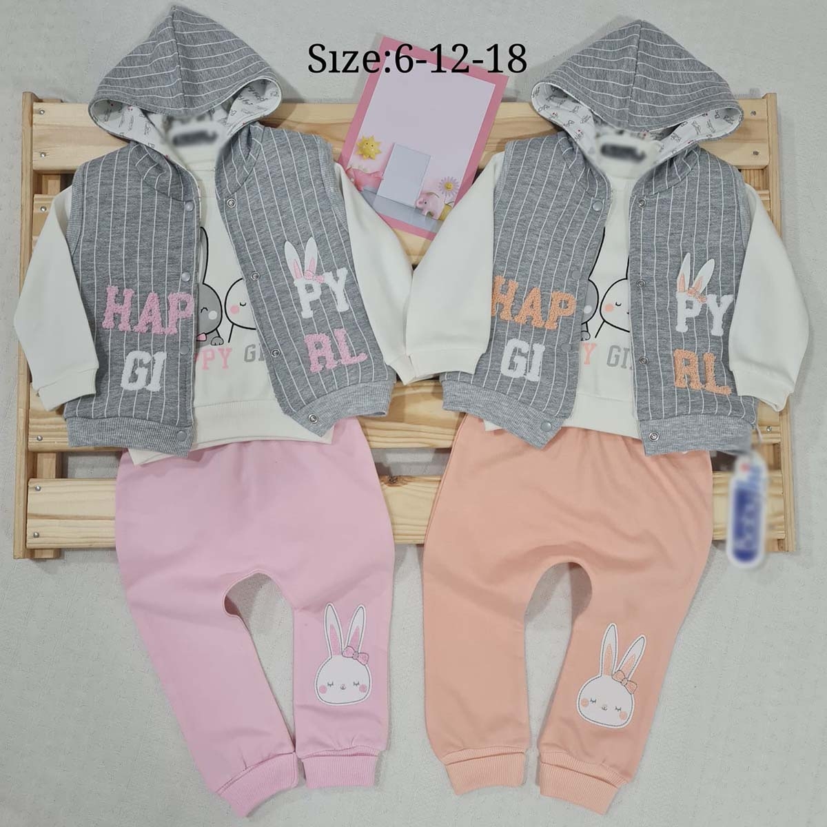 BABYHİ KıZ HAPPY GİRL 3LÜ TAKIM 6-18  AY