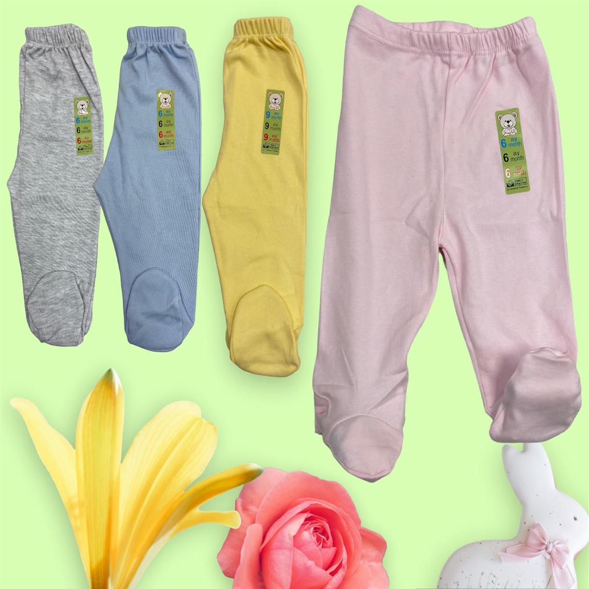UNISEX DUZ LASTIKLI PATIKLI TEK ALT 1-9  AY