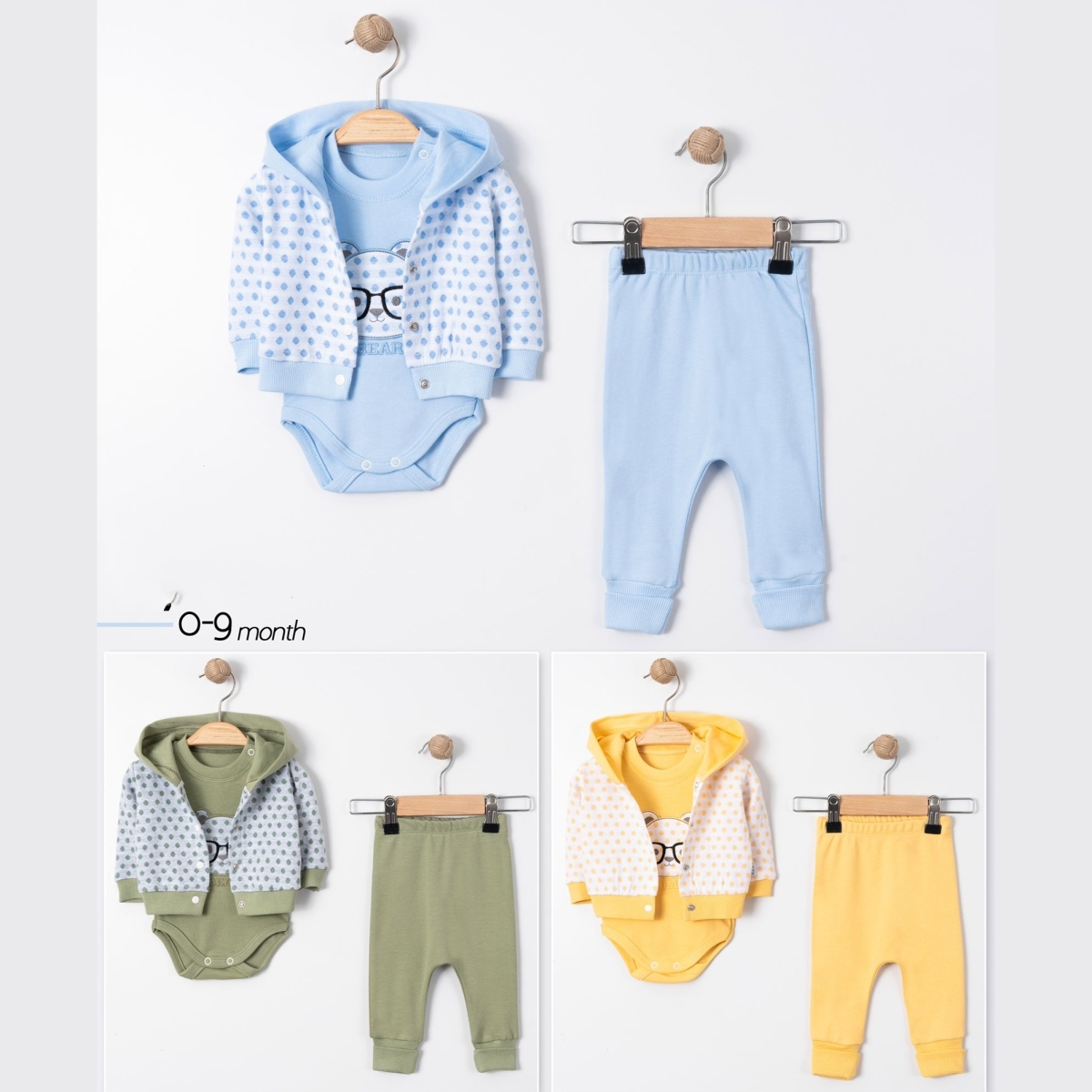  UNISEX PUANLI KIZ ERKEK TAKIM 0-3.3-6.6-9 AY 3-9  AY