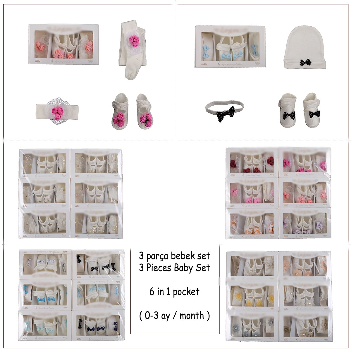  KıZ 3 LÜ SET PATİK - K.ÇORAP - BANDANA 3-3  AY