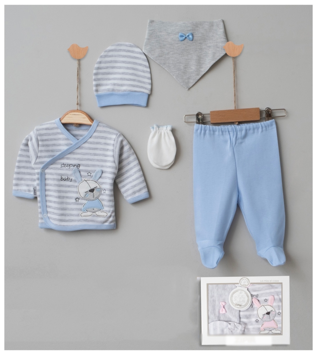 UNISEX UYUYAN TAVŞAN 5 Lİ ZIBIN SET 1-3  AY