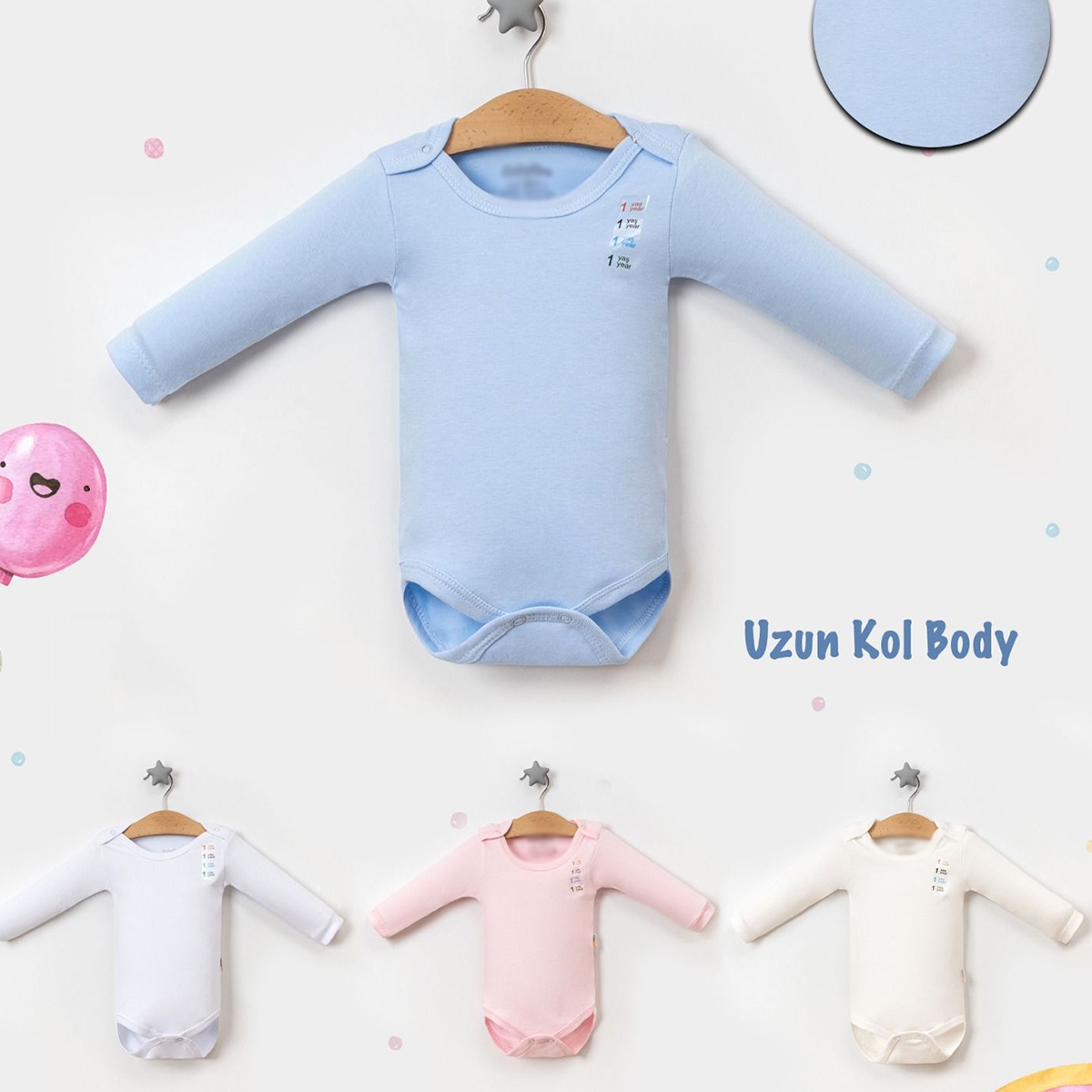 CANTAZ (MİNİDOLL) UNISEX BABYTOO BUYUK DUZ KOLLU BADI 12 Ay.18 Ay.24 Ay.3 Yaş