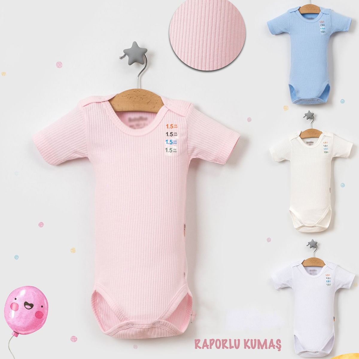 UNISEX RAPORLU KUCUK KISA KOL BADI 1-9  AY