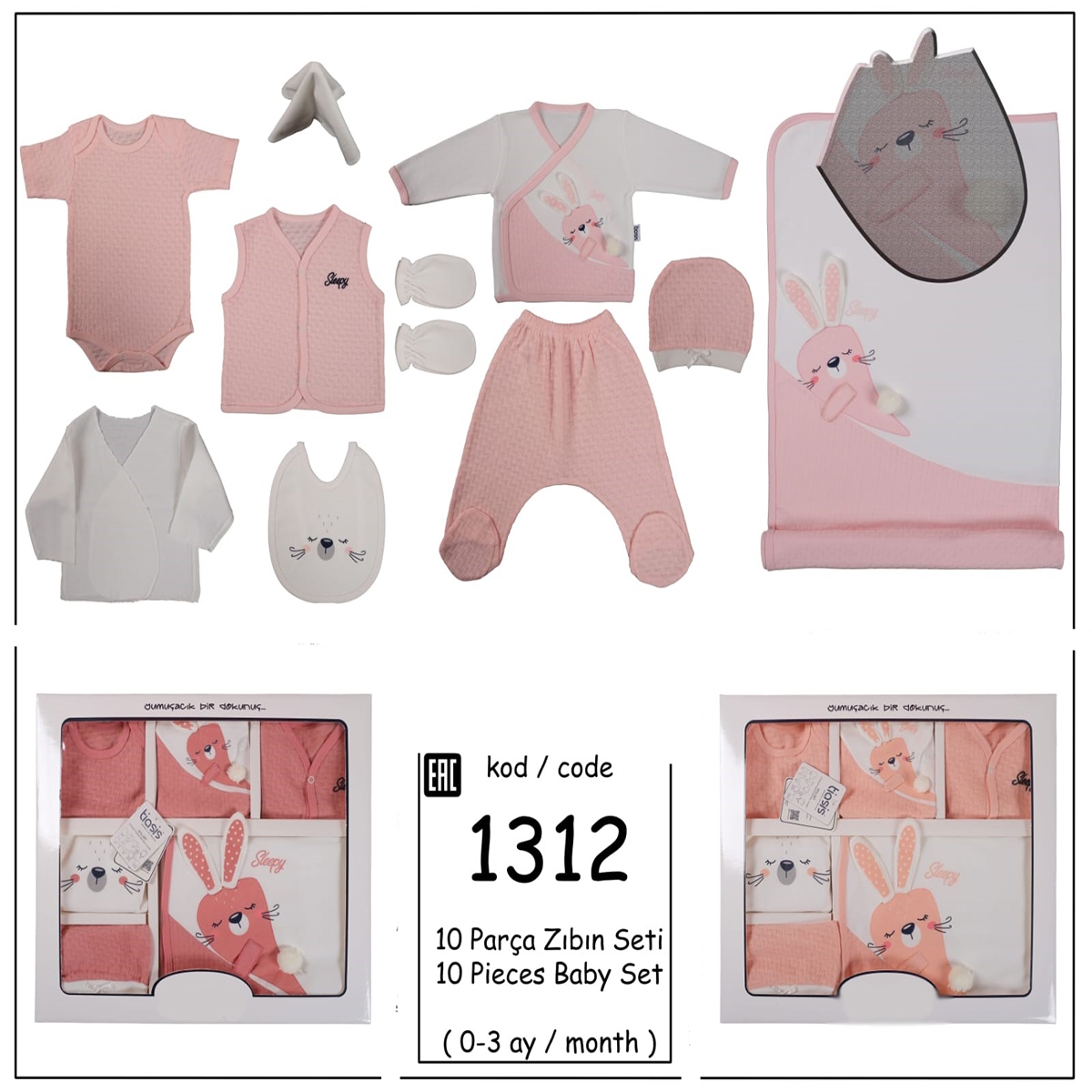UNISEX 10 LU SET JAKARLI HAVUÇLU 3-3  AY