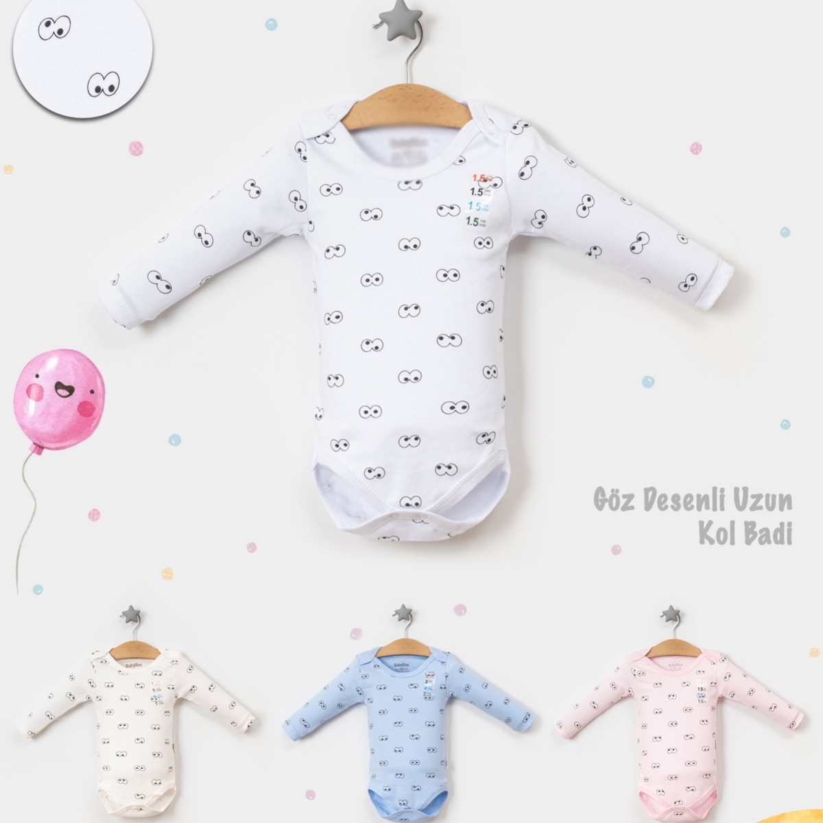 UNISEX BABYTOO BUYUK DESENLI KOLLU BADI 12 Ay.18 Ay.24 Ay.3 Yaş