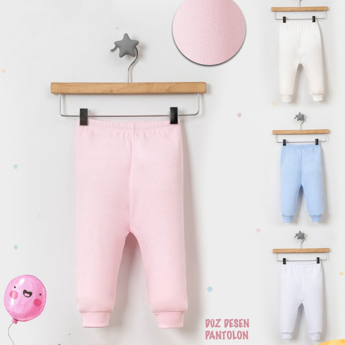 uNISEX DUZ LASTIKLI MANSETLI TEK ALT 1-9  AY