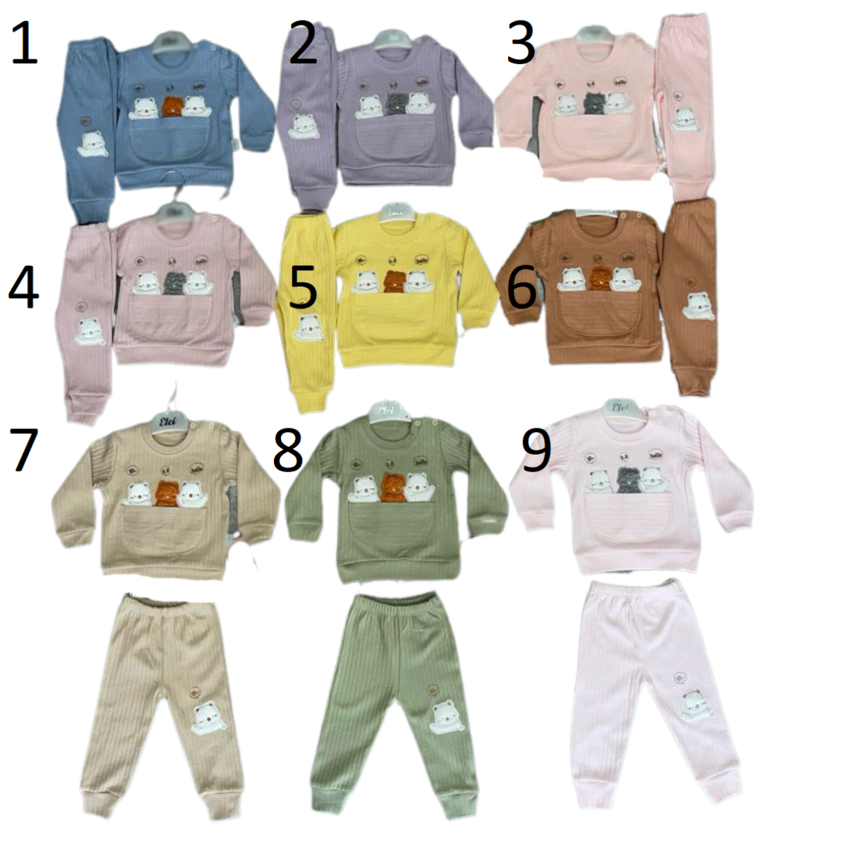 UNISEX CEPLİ AYİCİK NAKIŞLI 2 Lİ TAKIM 3-6-9 AY 3-9  AY